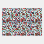 ポーズのコミカルおもしろいトナカイ ラッピングペーパーシート (正面2)