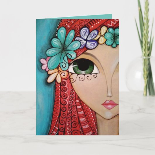 ポーズをとるファンシーな女の子のグリーティングカード カード (正面)