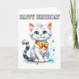 ポーズをとる子猫　お誕生日おめでとう カード