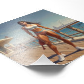 ポーズを打つ放射スポーティな女性のボディビルダー フォトプリント            (角)