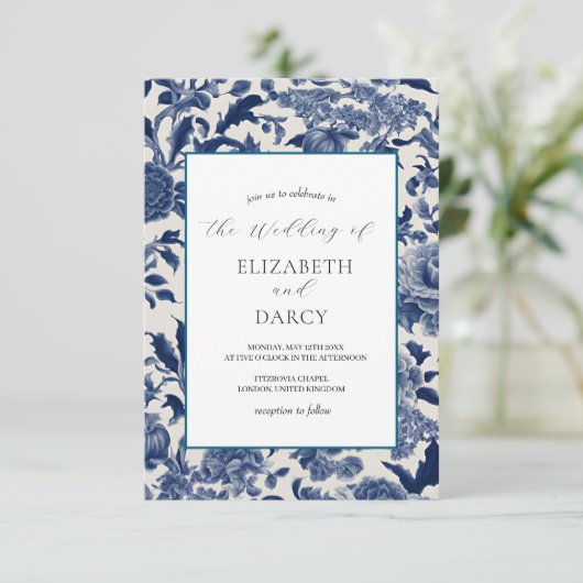 ポーズエレガンスブルー結婚式招待状 招待状 (スタンド正面)