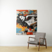 ポーズエレガント抽象芸術女性ポートレート絵を描ズ タペストリー (インサイチュ)