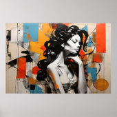 ポーズエレガント抽象芸術女性ポートレート絵を描ズ ポスター (正面)