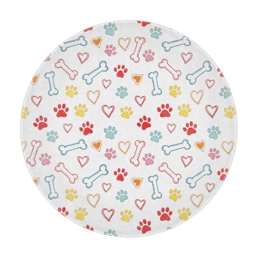 ポーズカラフル、ハート、ボーンズドードル カッティングボード (正面)