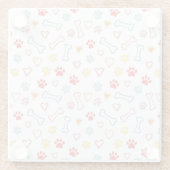 ポーズカラフル、ハート、ボーンズドードル ガラスコースター (裏面)