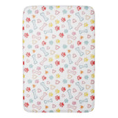 ポーズカラフル、ハート、ボーンズドードル バスマット (正面縦)