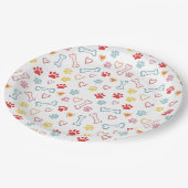 ポーズカラフル、ハート、ボーンズドードル ペーパープレート (アングル)