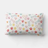 ポーズカラフル、ハート、ボーンズドードル ランバークッション (裏面)