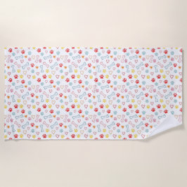 ポーズカラフル、ハート&ボーンズビーチタオル ビーチタオル