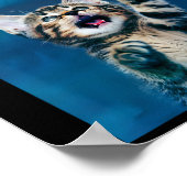 ポーズキャットおもしろいパロディ猫好きギフトキッテンシャーク ポスター (角)