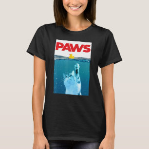 ポーズキャットとイエローラバーダックティール（緑がかった色）ブルーウォーターP Tシャツ