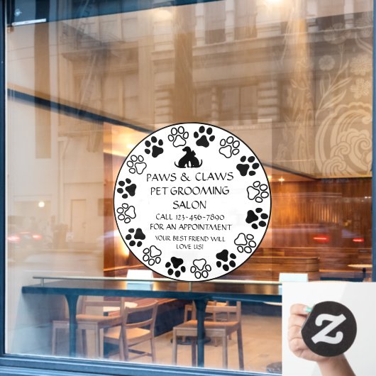 ポーズツメカスタマイズペットグルーミングフロント ウィンドウサイン (カフェ窓)