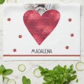 ポーズドグッドラバーテンバレンタインギフトサンバーナード キッチンタオル (折り畳み)