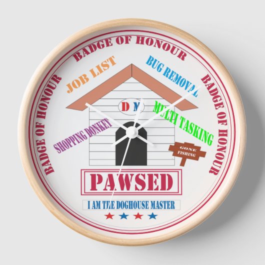 ポーズドグハウスマスター 壁時計 (正面)