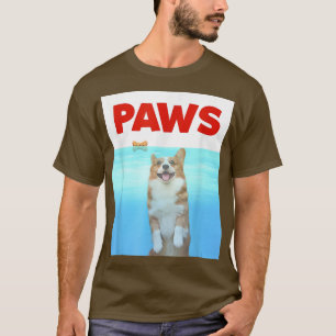 ポーズドッグパロディ80sコルギシャークおもしろい犬ギフト tシャツ