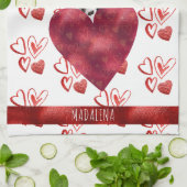 ポーズドッグラバーバレンタインギフトダルマチア キッチンタオル (折り畳み)