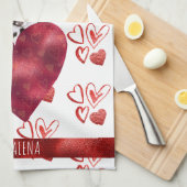 ポーズドッグラバーバレンタインギフトダルマチア キッチンタオル (四つ折り)