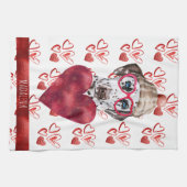 ポーズドッグラバーバレンタインギフトダルマチア キッチンタオル (横)