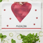 ポーズドッグラバーバレンタインギフトフランスのマスティフ キッチンタオル (折り畳み)