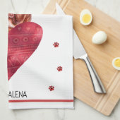 ポーズドッグラバーバレンタインギフトフランスのマスティフ キッチンタオル (四つ折り)