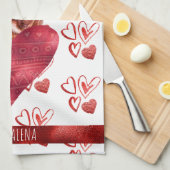 ポーズドッグラバーバレンタインギフトフランスのマスティフ キッチンタオル (四つ折り)