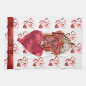 ポーズドッグラバーバレンタインギフトフランスのマスティフ キッチンタオル (横)