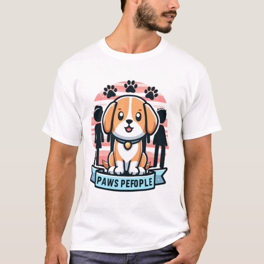 ポーズピープルおもしろい犬と人間平等 Tシャツ (正面)
