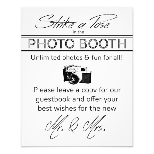 ポーズフォトブースのサインを取る フォトプリント            (正面)