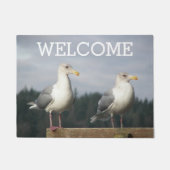 ポーズ付きシーグルフォトウェルカム ドアマット (正面)