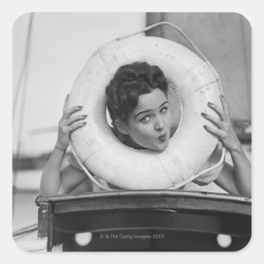 ポーズ付き女性3 スクエアシール (正面)