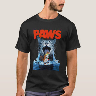 ポーズ猫好きホラー映画パロディTシャツ Tシャツ