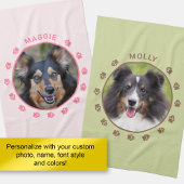 ポーズ&カスタム文字付き写真テンプレートペット キッチンタオル