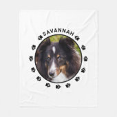 ポーズ&カスタム文字付き写真テンプレートペット フリースブランケット (正面)