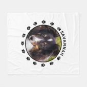 ポーズ&カスタム文字付き写真テンプレートペット フリースブランケット (正面(横))