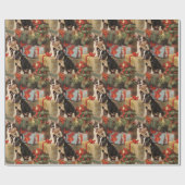 ポーズ&プレゼントスフランスのブルドッグクリスマス ラッピングペーパー (フラット)