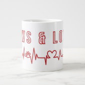 ポーズ&ラブキュートペットラバータイポグラフィ動物愛好家 ジャンボコーヒーマグカップ (正面)