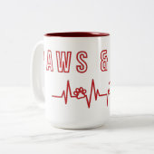 ポーズ&ラブキュートペットラバータイポグラフィ動物愛好家 ツートーンマグカップ (正面左)