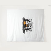 ポーズ&不気味パンプキンハロウィーンクラシックナイトT-S タペストリー (正面(横))