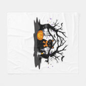 ポーズ&不気味パンプキンハロウィーンクラシックナイトT-S フリースブランケット (正面(横))