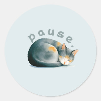 ポーズ。眠れる猫のデザイン ラウンドシール