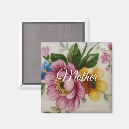 ポーセリン風花柄 マグネット (正面/裏面)