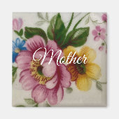 ポーセリン風花柄 マグネット (正面)