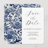 ポーセリン・エレガンス：青い花のウェディング セーブザデート (正面/裏面)