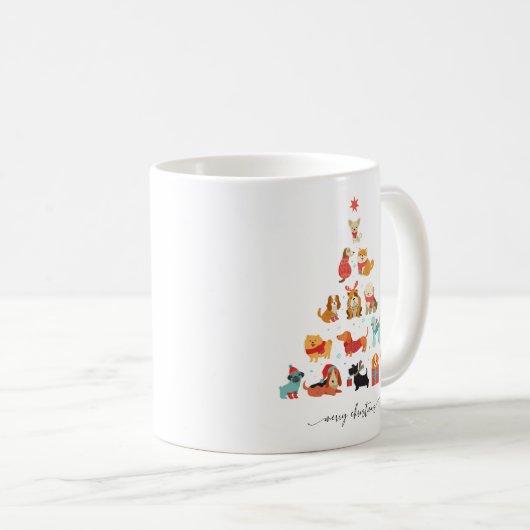 ポーソウルクリスマスツリー – テールワッギングの休日 コーヒーマグカップ (正面右)