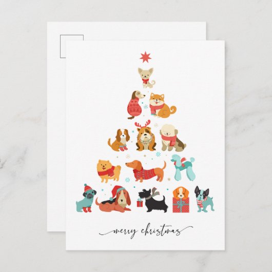 ポーソウルクリスマスツリー – テールワッギングの休日 シーズンポストカード (正面/裏面)