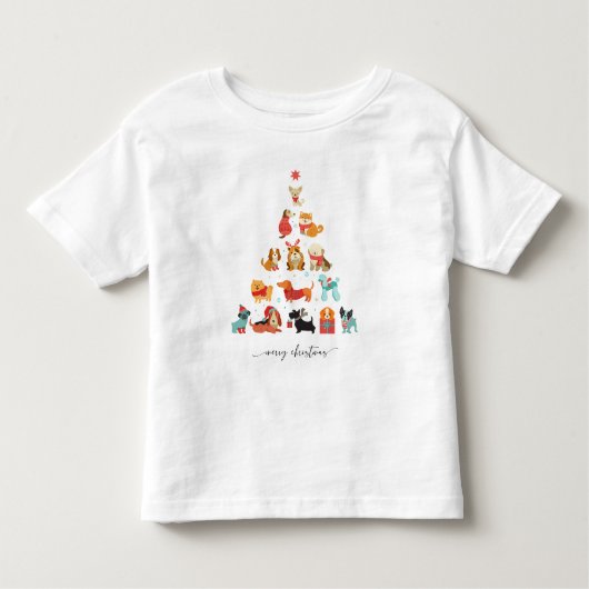 ポーソウルクリスマスツリー – テールワッギングの休日 トドラーTシャツ (正面)