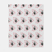 ポーソフカップルプルメリアハートバレンタインベミーヌ フリースブランケット (正面)