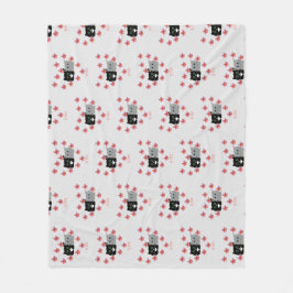 ポーソフカップルプルメリアハートバレンタインベミーヌ フリースブランケット