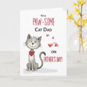 ポーソームキャットペットパパおもしろいファーザーお洒落デー カード (黄色い花)