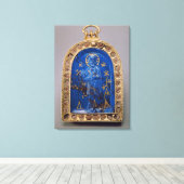 ポータブルアイコン、おそらく中世（ラピスラズリ） キャンバスプリント (インサイチュ (ウッドフロア))